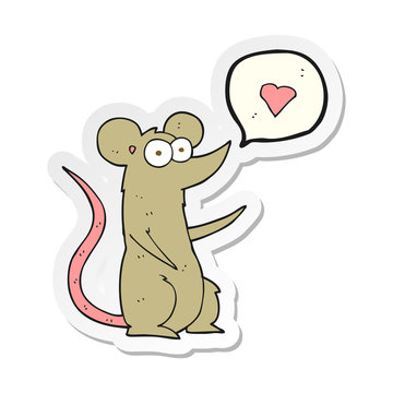 sticker of a cartoon mouse in love
