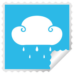 quirky square peeling sticker cartoon rain cloud