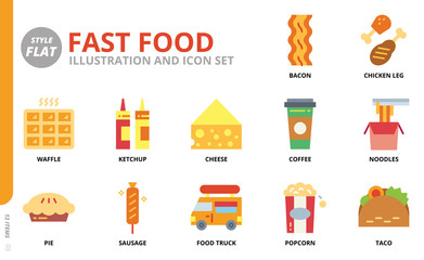 Fast food icon set