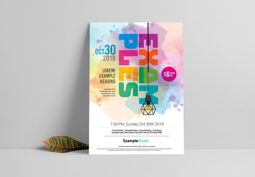 Event Poster Layout with Watercolor Design Element
