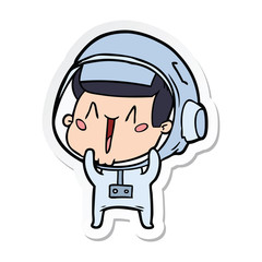 sticker of a happy cartoon astronaut