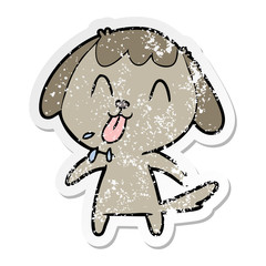 distressed sticker of a cute cartoon dog
