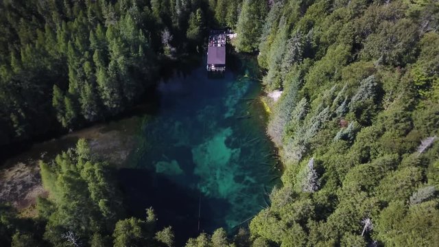 Big Spring at Palms Book State Park in Manistique, Michigan, aerial