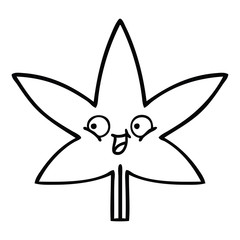 line drawing cartoon autumnal leaf