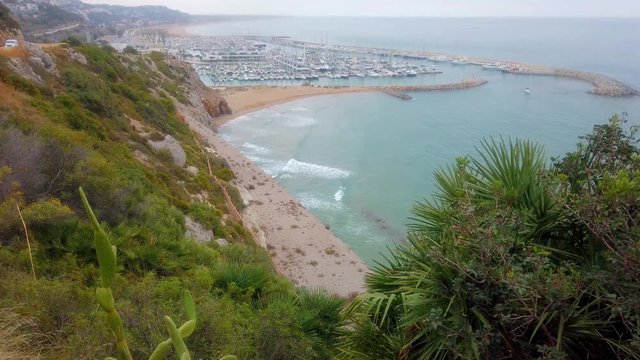 Aerial view of Port Ginesta in Garraf, Castelldefels. Barcelona. Spain. Drone Video