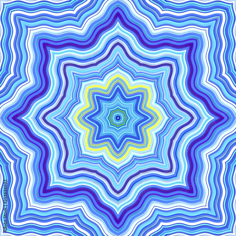 Aufkleber Abstract ornament of blue colored wavy lines. Dynamic Effect. Design Template. Modern Pattern. 3d rendering