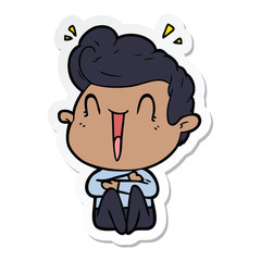 sticker of a cartoon excited man