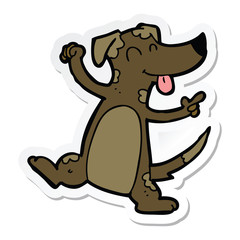 sticker of a cartoon dancing dog
