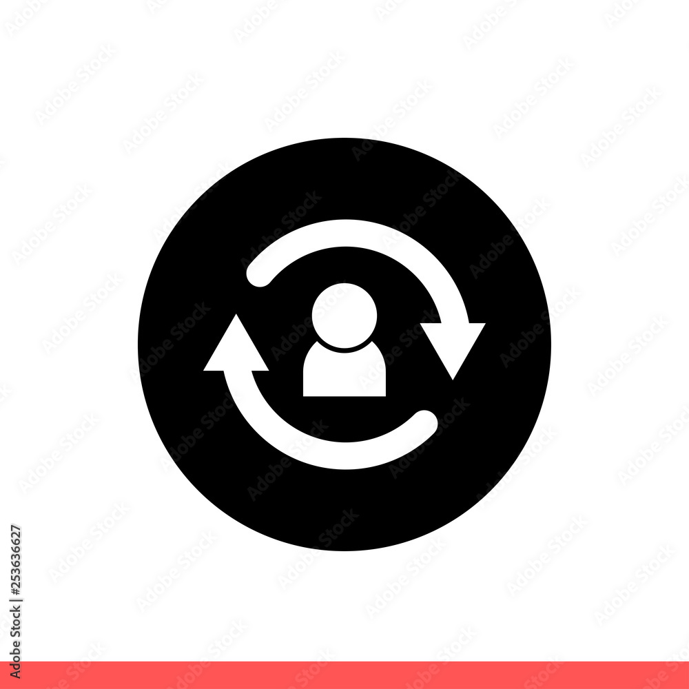 Poster change user vector icon, account symbol. simple, flat design for web or mobile app