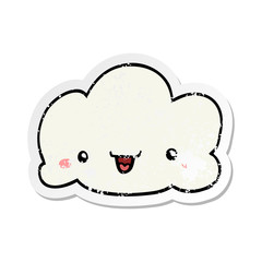 distressed sticker of a cartoon cloud