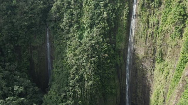 Wide aerial, waterfalls in Haleakala National Park