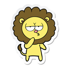sticker of a cartoon tired lion