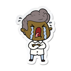 sticker of a cartoon crying man