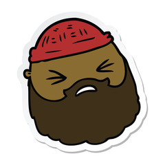 sticker of a cartoon male face with beard