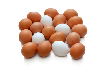 Brown and white chicken eggs