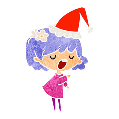 christmas retro cartoon of kawaii girl