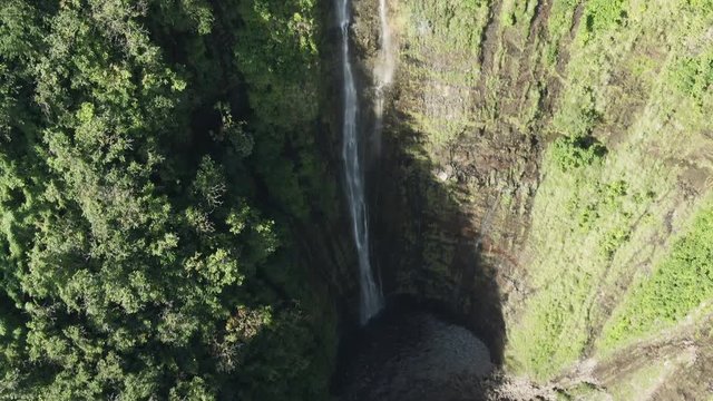 Waimoku Falls in Hawaii, aerial