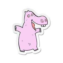 sticker of a cartoon hippo