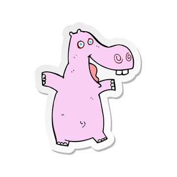sticker of a cartoon hippo