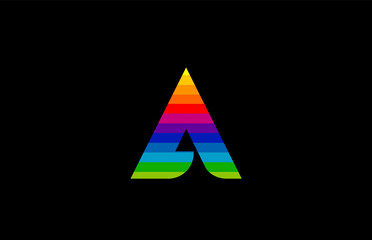 Fototapeta premium rainbow color colored colorful alphabet letter a logo icon design