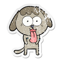 distressed sticker of a cute cartoon dog
