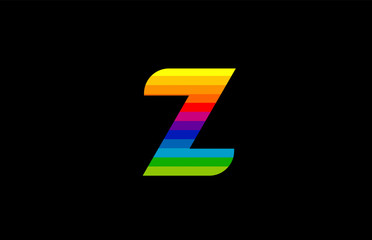 rainbow color colored colorful alphabet letter z logo icon design