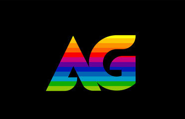 rainbow color colored colorful alphabet letter ag a g logo combination