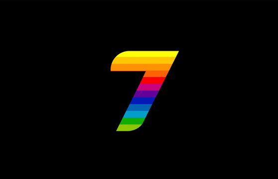 rainbow color colored colorful number 7 logo icon design
