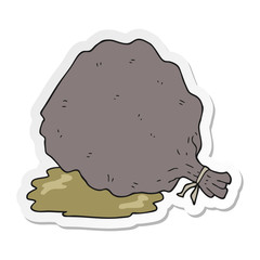 sticker of a cartoon sack of garbage