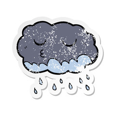distressed sticker of a cartoon rain cloud