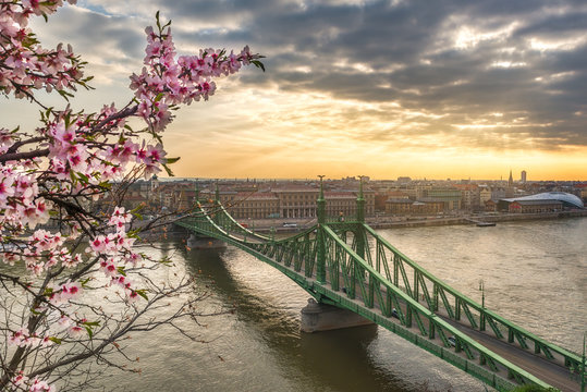 Liberty Bridge - Budapest - Early spring sunrise - View from Gell&eacute;rt Hill