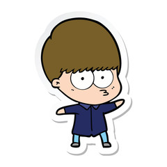 sticker of a curious cartoon boy