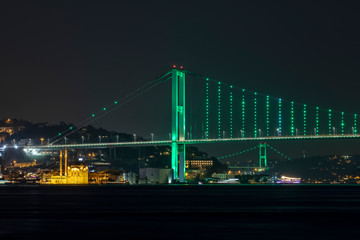 Fototapeta na wymiar Bosphorus Bridge istanbul Turkey ( July 15 martyr bridge ) magnificent view of istanbul