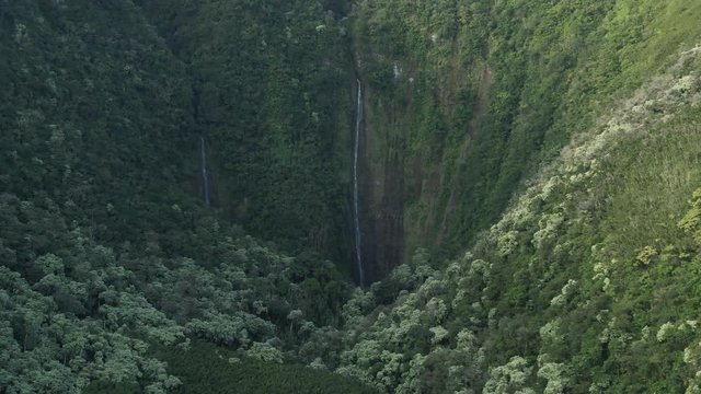 Waterfalls at Haleakala National Park in Hawaii, aerial