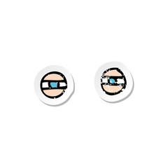 retro distressed sticker of a cartoon narrowed eyes