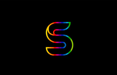 rainbow color colored colorful alphabet letter s logo icon design