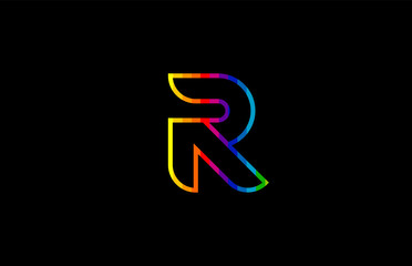 rainbow color colored colorful alphabet letter r logo icon design