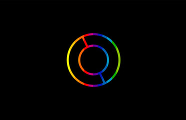 rainbow color colored colorful alphabet letter o logo icon design