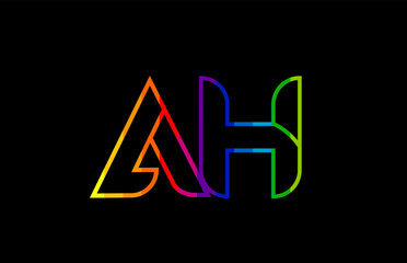rainbow color colored colorful alphabet letter ah a h logo combination