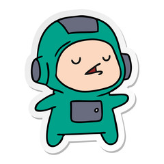 sticker cartoon of a kawaii cute astronaut boy