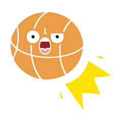 flat color retro cartoon basketball