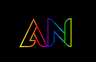 rainbow color colored colorful alphabet letter an a n logo combination