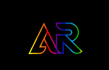rainbow color colored colorful alphabet letter ar a r logo combination