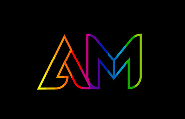 rainbow color colored colorful alphabet letter am a m logo combination