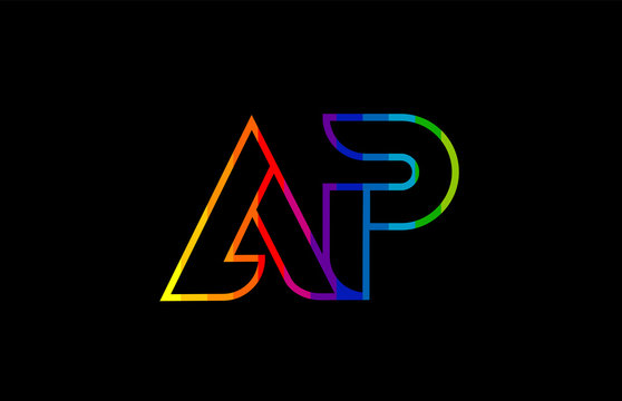 rainbow color colored colorful alphabet letter ap a p logo combination