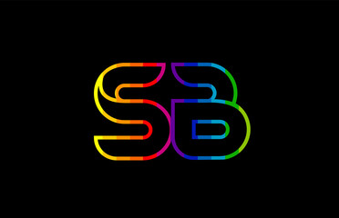 rainbow color colored colorful alphabet letter sb s b logo combination