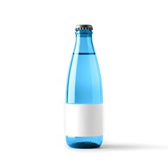Colored blank bottle, mockup for beverages