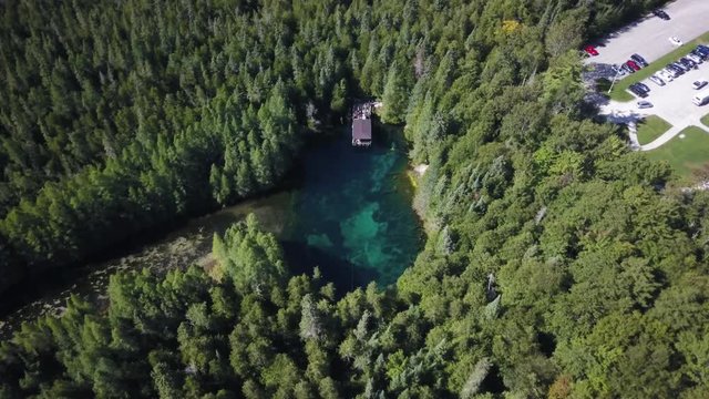 Aerial, Big Spring at Palms Book State Park in Manistique, Michigan