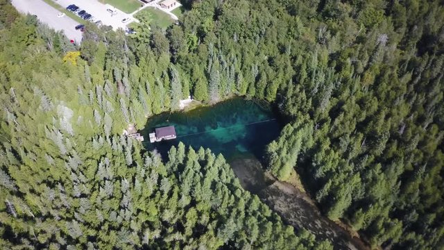 The Big Spring at Palms Book State Park in Michigan, aerial