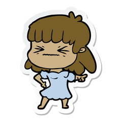 Obraz premium sticker of a cartoon angry girl